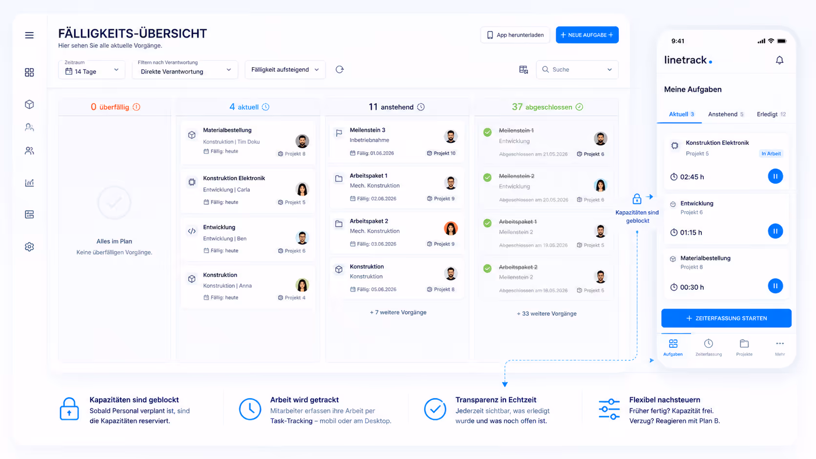 Task-Tracking und mobile Zeiterfassung für Projektmanagement im Maschinenbau